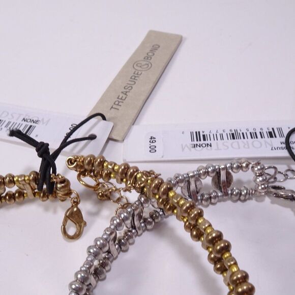 Nordstrom Treasure & Bond Circle Choker Necklace Silver Gold NWT 49 EA 100 Set 2 - Picture 4 of 9